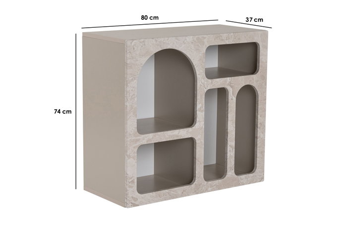 Hanah Home - Consola Travertine, 80x74x37 cm, Color Travertino y Arenisca, Material Melamina, Diseño Moderno de Mármol